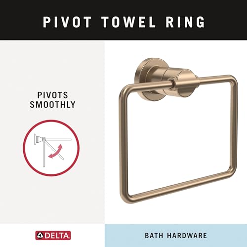 Image of Delta 4-Piece Champagne Bronze Bathroom Set Towel Rack, Ring, Toilet Paper Holder, Hook | Nicoli Bath Accessories