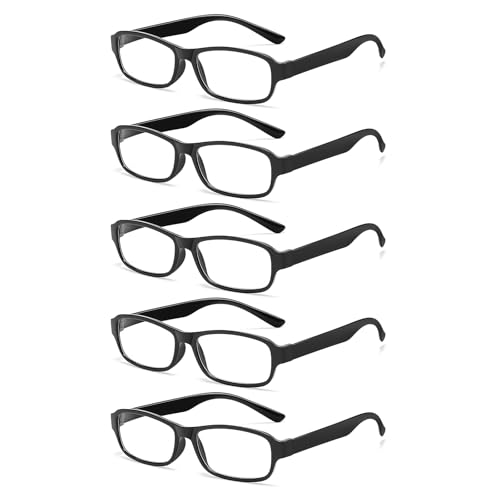 flintronic Lesebrille Herren Damen 5er Pack Rechteckige Brille Klassische Federscharniere Lese-brille 1 5 x