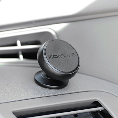 ICONFLANG Magnetic Car Holder Unique Magnetic Sitck Car Mount, Compatible with Most Case and Cell Phone – with 2 Metal Plates - Black