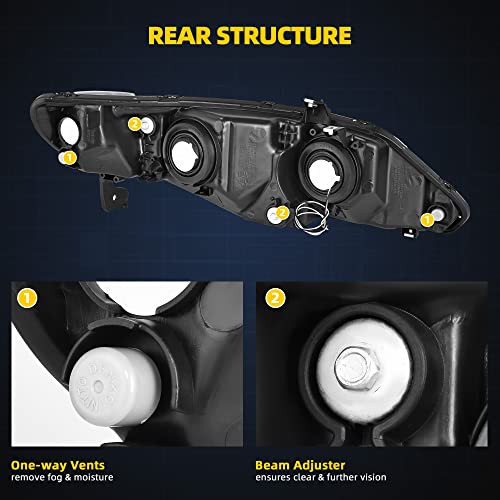 Dwvo Led Drl Headlights Assembly Compatible With 2006 2007 2008 2009 2010 2011 Civic Sedan 4-Door Headlamp Replacement Pair With Daytime Running Light Black Housing Clear Reflector #TOP4