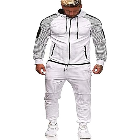 JPDD Men's Slim Fitting Full Zip Stylish Tracksuit Hoodie Joggers Mens Tracksuit Set Jogging Bottoms Long Sleeve Cardigan Tops Casual Trousers Zip Up Sports Suits Sportswear Gym Wear Casual Wear Cover