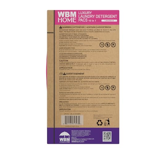 Image of WBM 10-in-1 Laundry Detergent Pods, Fabric Softener with Lavender Extracts, High-Efficiency Laundry Pods with Powerful Stain Lifter Technology - 32 Count Bag
