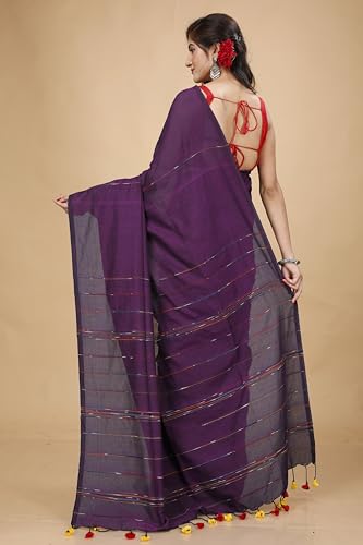 Image of Women's Traditional Bengal Handloom Soft Cotton Khesh Saree