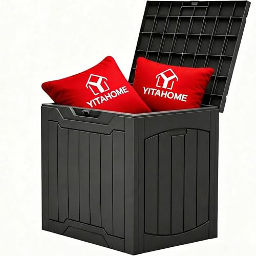 YITAHOME 31 Gallon Outdoor Storage Box, Resin Deck Box and Waterproof Package Delivery Box for Gardening Tools, Pool Supplies, Patio Furniture, Lockab