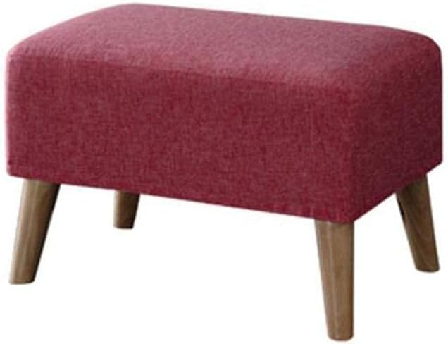 Tabouret bas repose-pieds ottoman en tissu amovible 4 pieds bois