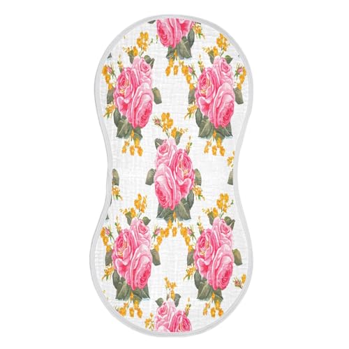 Kigai Pink Flowers Baby Burp Cloths Extra Soft and Absorbent Burping Rags Cotton Burping Clothes Baby Washcloths for Newborn Boys Girls - 1 Pack