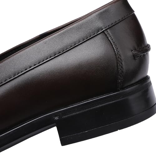 Formal Men’s Dress Loafers Classic Leather Buckle Slip-On Penny Shoes Business Wedding Dress Shoes Driving Moccasins for Men, Coffee, 8.5 - image 4