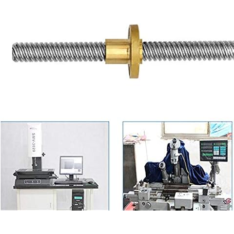 Fleymu 3D Printer Parts Trapezoidal Screw Silver Anti-Rust T8 Lead Screw Rod Brass Nut Stainless Steel Bearing Printer Accessories Cable Threaded Linear Rail Shaft Rod for 3D Printer Stepper Motor Cover