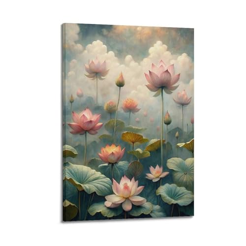 Fleur de lotus poster zen pour décoration murale moderne de chambre 50x75cm