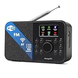MangoKit SR-L WiFi Internet Radio, Podcast Player, Bluetooth Speaker,150 Presets, Portable FM Radio, Alarm Clock Radio, Compact Kitchen Radio with Full Colour Display, Mains or Battery Powered - Black