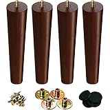 KOIKEY MidCentury Moderne Möbelbeine, 25,4 cm, Ersatzfüße aus Holz für Kommode, Couch, Sofa, Stuhl, Ottomane, Zweisitzer, Tisch, Schrank, Walnussholz, 4 Stück