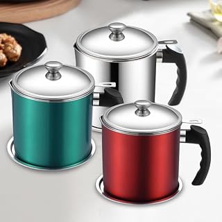 NIHAR FAB Stainless Steel Oil Filter Pot with Anti-Scald Tray Oil Storage Strainer for Cooking Oil, Frying Oil Oil Filter Oil Filter Container Oil Purifier Pot 1.5 L