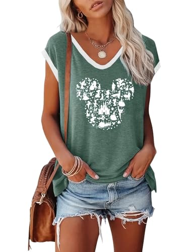 Magical Tank Tops for Women Cute Graphic Printed V-Neck Tee Casual Summer Family Vacation Sleeveless Shirt Tops