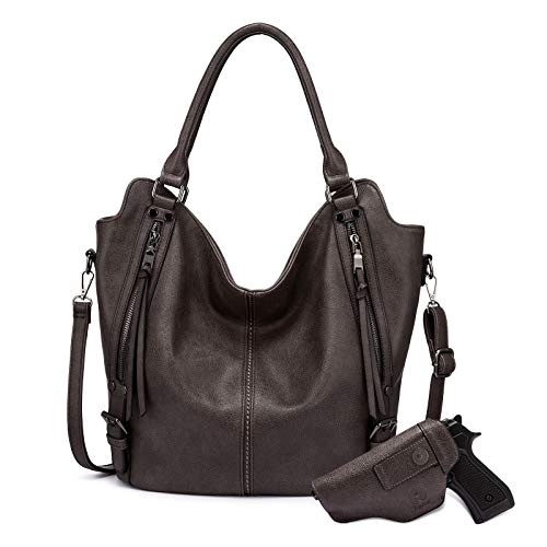 Concealed Carry Hobo Purse for Women Faux Leather Crossbody Shoulder Bags Large Tote Bag with Detachable Holster