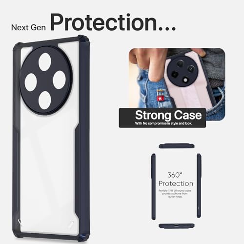 Image of Pikkme Back Cover | Crystal Clear Transparent Back | Ultra Hyrbid | Full Camera Protection | Raised Edge | Bumper Back Case Oppo F27 Pro Plus 5G (Blue)