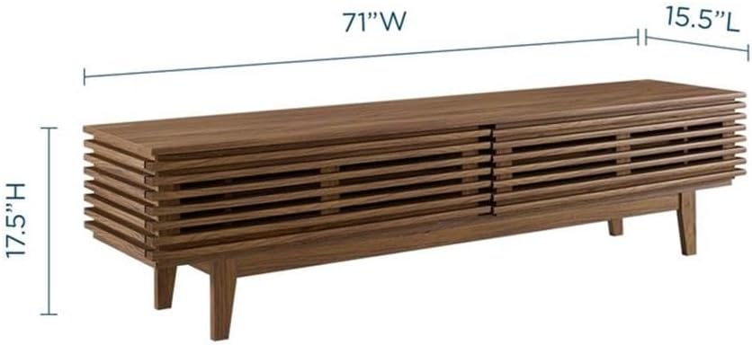 Modway Render 71" Mid-Century Modern Low Profile TV Stand in Walnut, 71 Inch