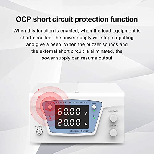 Image of DC Power Supply Variable, 60V 20A 1200W Bench Power Supply with Encoder knob, High Power Adjustable Switching Power Supply with OCP Switch, Variable Power Supply with Output Enable /Disable Button