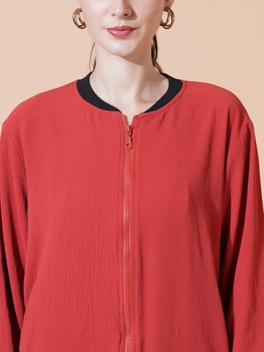 Image of 9 Impression Women's Printed Bomber Jackets | Full Zipper Regular Jacket | Casual Sweatshirt | Oversized Jackets for Women | Outdoor Office Wear Winter Jackets