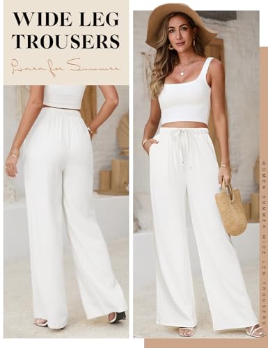 Linen Pants for Women Flowy Palazzo Pants Boho High Waist Wide Leg Trousers Summer Beach Vacation Outfits 20254