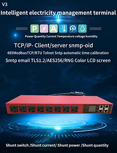 Image of Smart PDU Cabinet Socket 8-Port 20 amps SSH telnet SNMP 485-TCP RTU Programming Development Network Remote Control Room Aging Rack Used (Monitor and Control snmp telnet Version)
