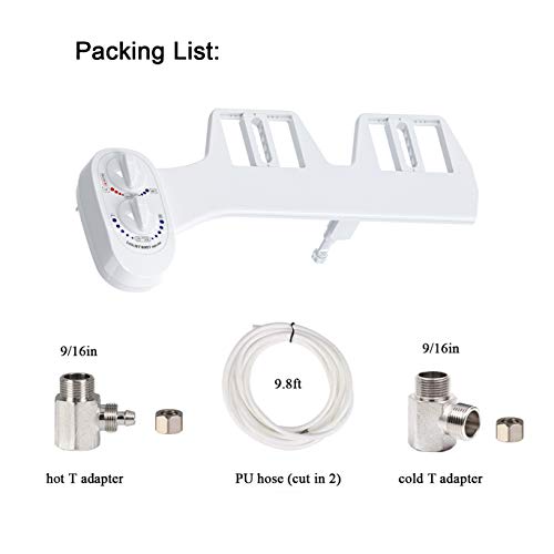 Reboot Non Electric Bidet Toilet Attachment Hot and Cold Self-Wash Manual Fresh Water Spray Bidet Spray with 2 T-Adapter Adjustable Water for Better Hygiene