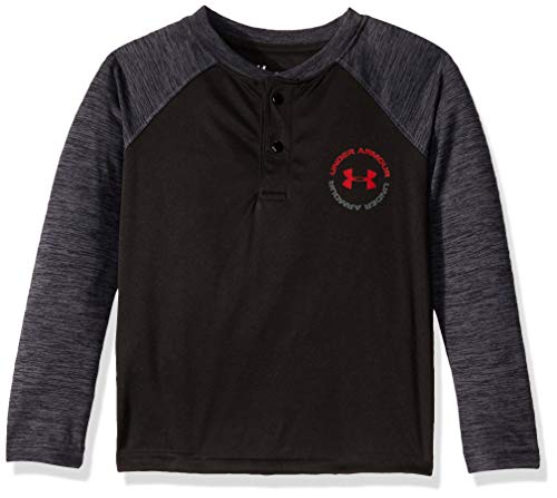 Under Armour Boys' Toddler Long Sleeve Henley Tee Shirt, Black F192, 2T