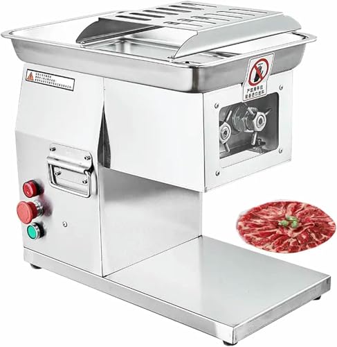 BTOIASYHF 800W Desktop Meat Slicer, 250kg/h Stainless Steel Commercial Electric Meat Slicer Machine, 3.5mm Blade, with Display Window, Shredder Machine