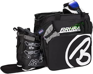 BRUBAKER Skischuhtasche Super Champion - Komfort Skischuhrucksack - Helmtasche Stiefeltasche mit Rucksackfunktion - Schwarz Grün