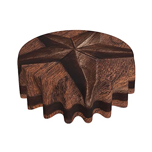Tablecloth 60 Inches Western Texas Star In Wood Waterproof Washable Round Table Cloth Cover For Dining Room Kitchen Decoration #TOP1