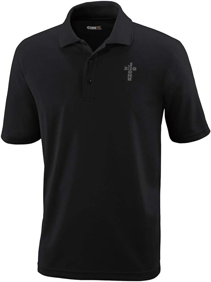 Custom Performance Golf Tees Jesus Christian John 3:16 A Embroidery Polyester Short Sleeves Polo Shirts for Men Black Design Only X Large