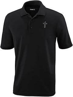 Custom Performance Golf Tees Jesus Christian John 3:16 A Embroidery Polyester Short Sleeves Polo Shirts for Men Black Design Only 2X Large