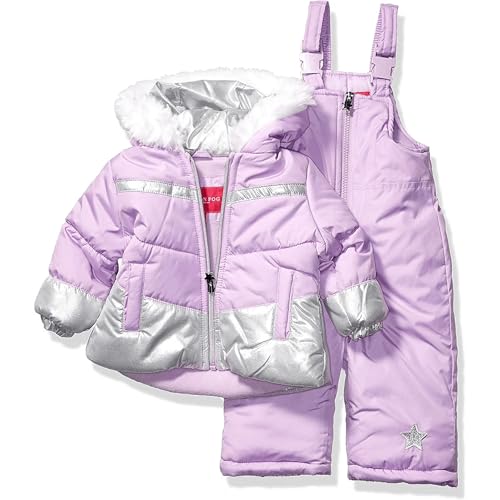 Image of LONDON FOG girls Snowsuit With Snowbib and Puffer Jacket