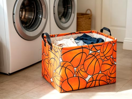 Image of CLOCOR Rectangular Basketball Storage Basket Empty, Gift Basket, Room Decor(Basketball)