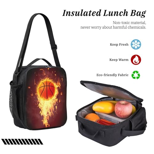 Mochila escolar ligera con estampado de baloncesto EdWal e incluye lonchera a juego 6