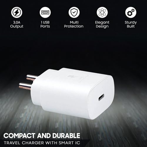 Image of GearZTouch 25W Ultra Fast Charging Adapter with PPS Protection Compatible with Samsung S24 /S23 /S21 All Plus &Ultra Series,Fold 6 /5 /4,NordCE 3Lite 5G,2T 5G,CE 2 Lite 5G,Nord 5G (White)
