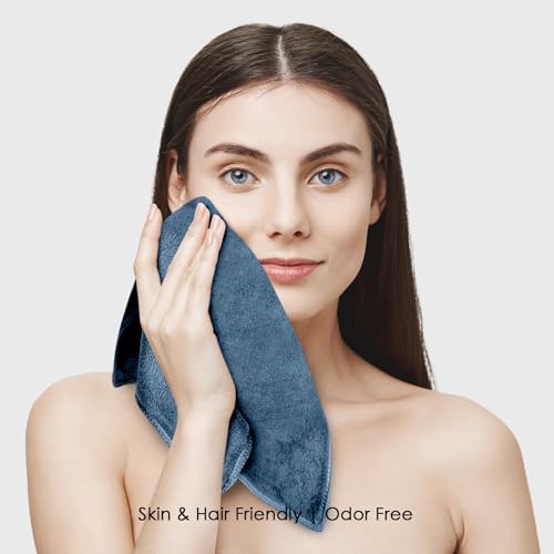 Image of HOUSSE Microfiber Face Towels | Ultra Absorbent, Odour-Free, Quick Dry 450 GSM Face Towel for Home, Gym, Travel, Running & Personal Use | 30x30 cm | Set of 6 in One Colour (Indian Teal, Pack of 6)