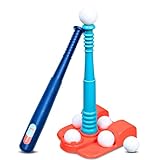 T Ball Stand for Kids and Toddlers 3-5, 5-8. Baseball Set Includes 6 Large Balls, an Adjustable Tball Batting...