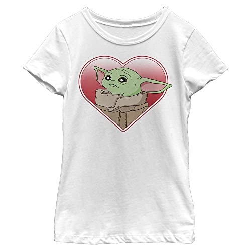 STAR WARS Mandalorian Heart Yoda Girls Short Sleeve Tee Shirt