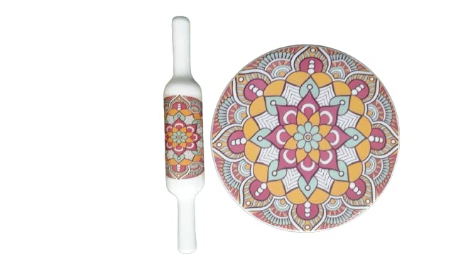 Rouleau à pâtisserie en bois Motif chakra en marbre