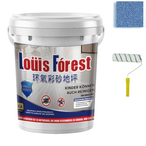 Epoxy Colored Sand Self Leveling Paint, High-Gloss Marble Effect Epoxy Floor Coating, Louis Forest Epoxy Floor Paint, High-Gloss Resin Coating,Garage Pain (Blue)