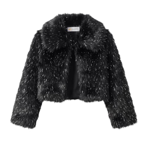 Image of BOLEROSE Girls Collared Faux Fur Bolero Jacket