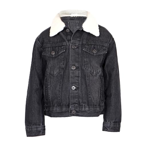 NOROZE Jungen Denimjacke mit abnehmbarem Sherpa-Kragen Klassisch Jean...