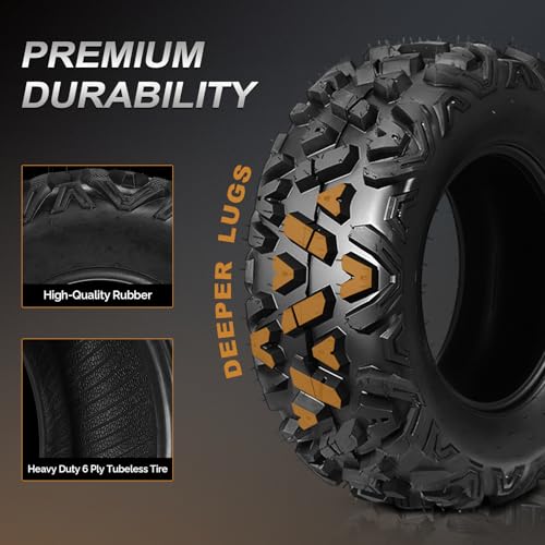 Image of TUFFIOM Set of 4 ATV /UTV All-terrain Tires 25x8-12 Front 25x10-12 Rear, 6 PR, Tubeless