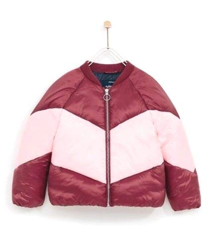 Zara Girls Quilted Bomber Puffer Jacket, Burgundy, Size 10