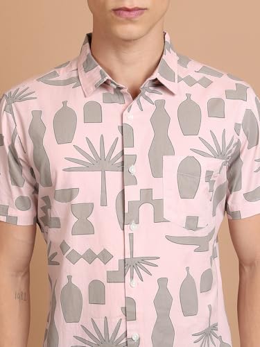 Image of Highlander Men's Slim Fit Shirts | Printed | Half Sleeves | Spread Collar | Casual Shirts | Stylish Shirt