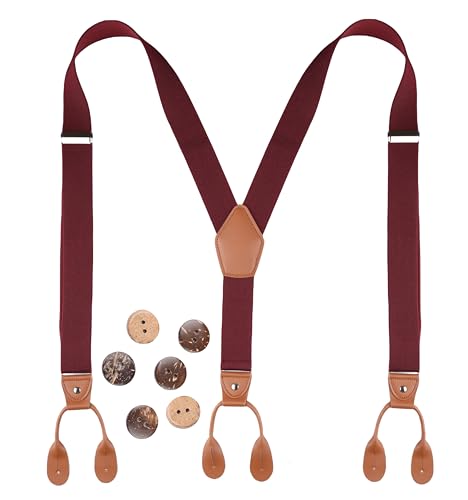 Image of Suspenders for Men Button End Adjustable Y-Back Elastic 47 Inches