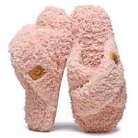 SMajong Zapatillas de Estar por Casa Mujer Invierno Antideslizantes Cálido Pantuflas Comoda Suaves Slippers Felpa Punta Abierta Chanclas Zapatos Rosa 42/43 EU
