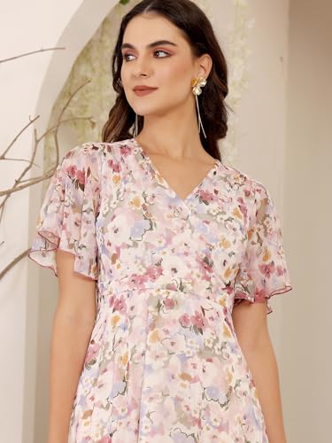 Image of Miss Chase Women's Round Neck Cap Sleeves Lace Knee -Long Skater Dress