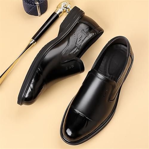 Men's Gentleman Classic Genuine Leather Slip On Dress Loafers Low Heel Lightweight Comfortable Business Formal Office Wedding Shoes for Parties Daily Commute Elegant2