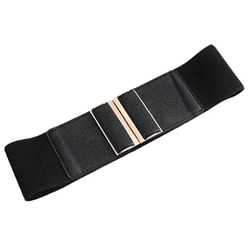 Beltox Womens 3" Wide Belt Elastic Stretch Cinch Waistband Lady Cummerband(26-43", Black Belt) #TOP1